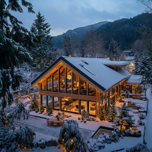 A cozy winter cabin in snowy Canada