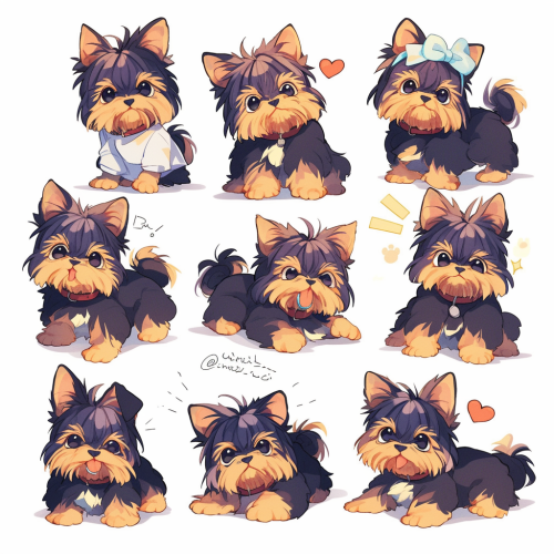 A cute Yorkshire Terrier in various poses