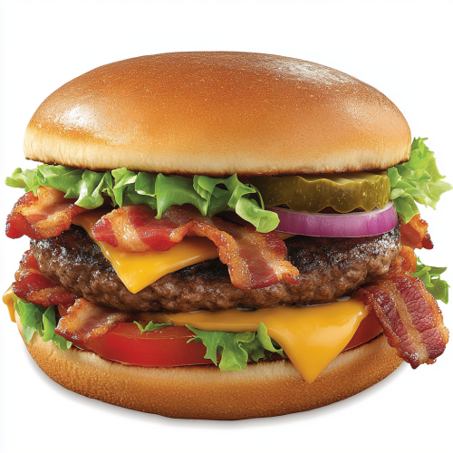A delicious classic burger with cheese and bacon