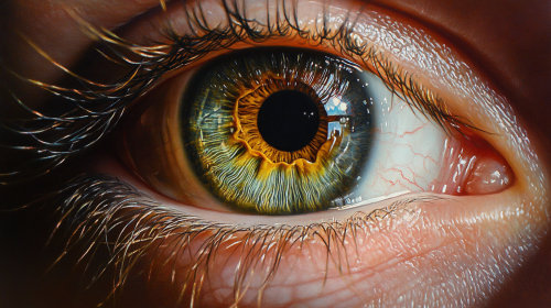 A detailed, realistic human eye in full focus