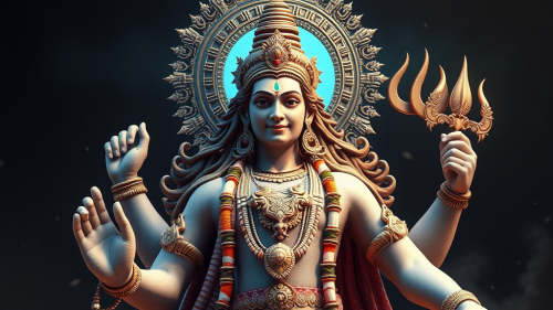 A detailed 3D image of Lord Vishnu.