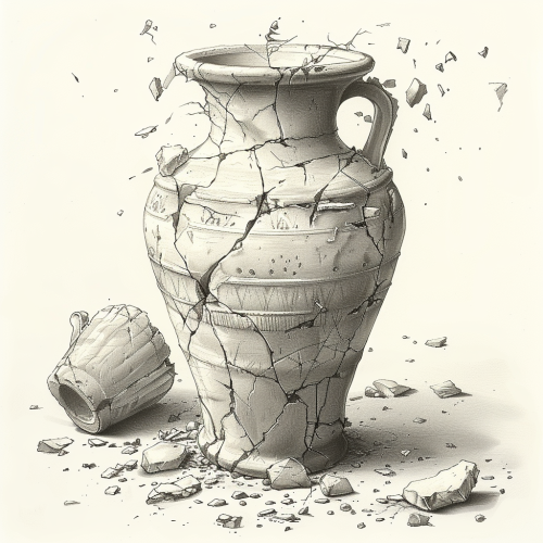 A detailed drawing of an old vase