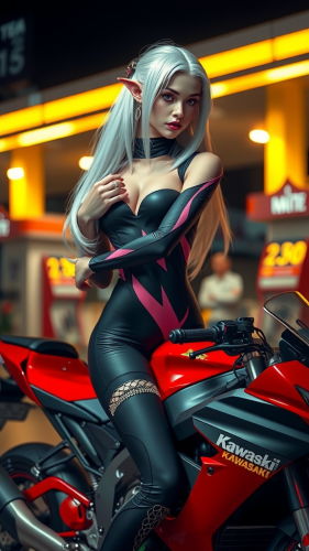 A detailed image of a girl on a bike