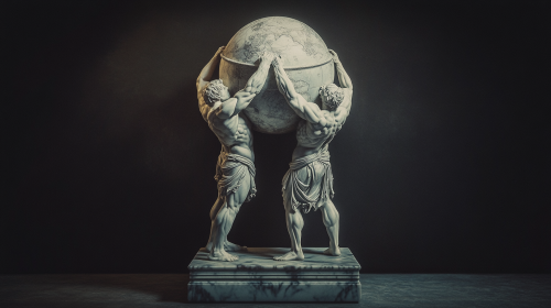 A detailed marble statue of man and woman