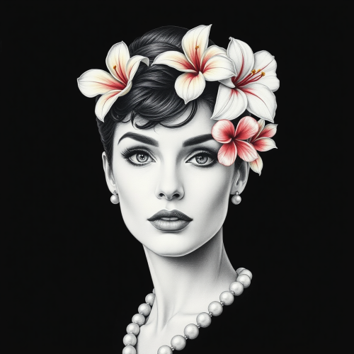 A detailed pencil drawing of Audrey Hepburn.