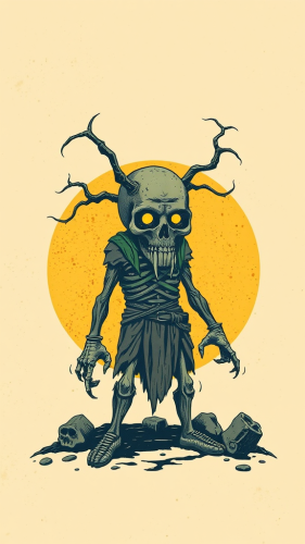 A dirty, old, surreal t-shirt design.