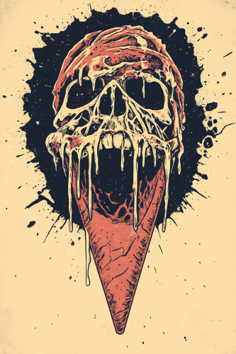 A dirty, old ice cream on t-shirt graphic