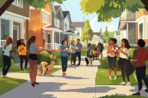 A diverse neighborhood filled with happy residents