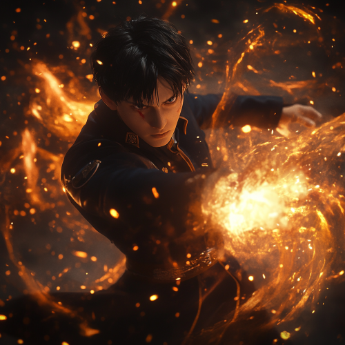A dramatic battle with Roy Mustang's alchemy magic