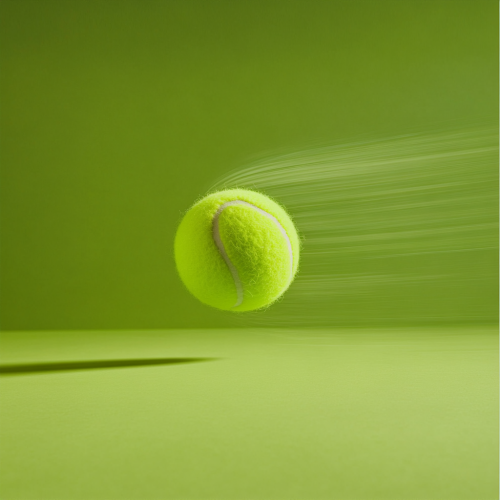 A fast tennis ball against lime green background
