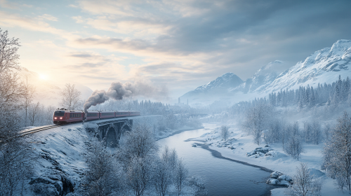 A fast train speeds through snowy Norway