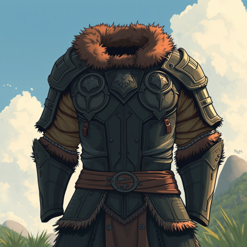 A furry hide armor shirt illustration.