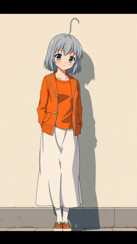 A girl in retro 80s anime style.