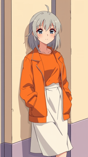 A girl with grey hair in 80s anime.