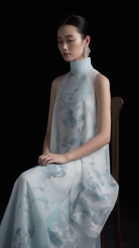 A graceful evening dress inspired by porcelain art