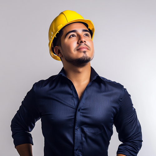 A happy Puerto Rican man in thoughtful pose.