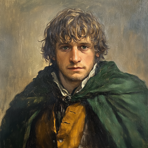 A hobbit in cozy home painted in oil
