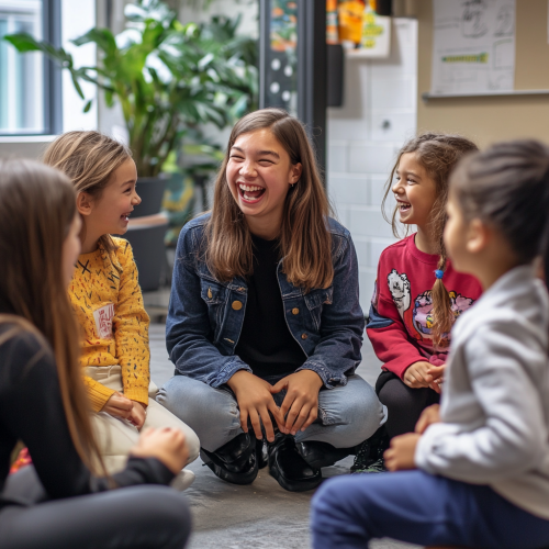 A kids' focus group in an Office