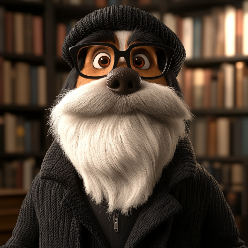 A kind old man in a library portrait.