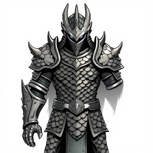 A knight's armor made of dragon scales drawing.