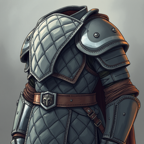 A knight's armor made of quilted cloth layers.
