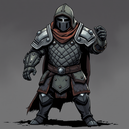 A knight in quilted armor, illustrated quickly.