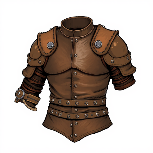 A leather armor with metal rings sewn.