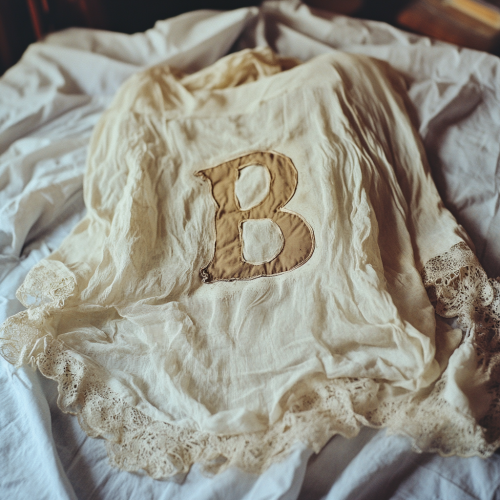 A letter B patch on a ghost sheet