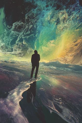 A lonely silhouette in an arctic storm