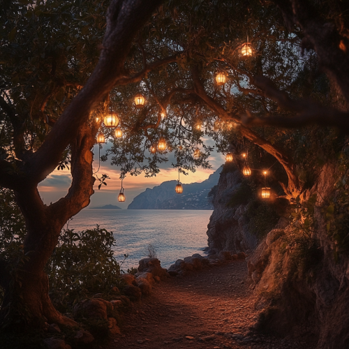 A magical and warm atmosphere on a shore