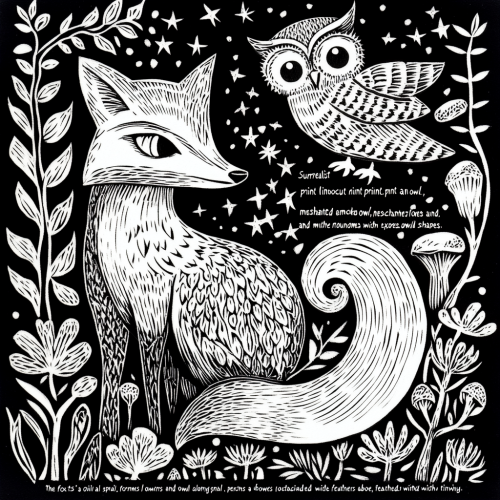 A magical black and white forest scene