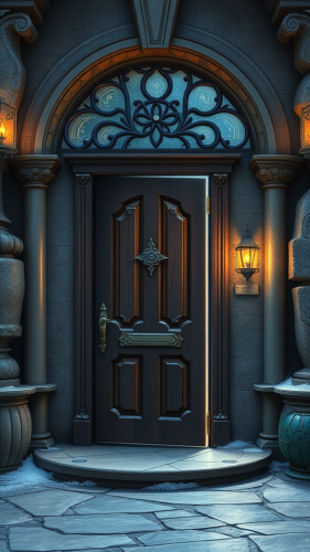 A magical door to a fantasy world.