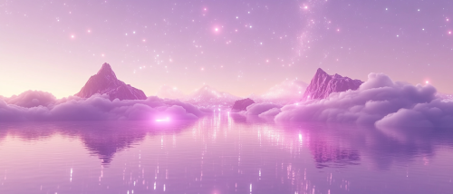 A magical land with floating mountains and stars