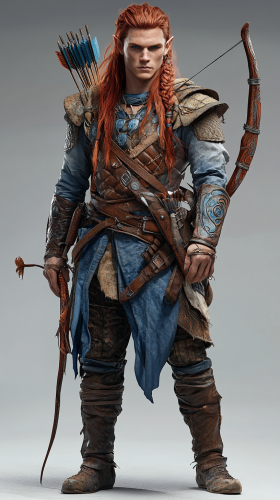 A male elf ranger with long red hair