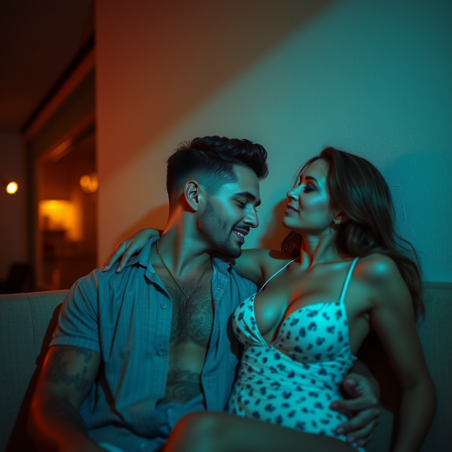 A man and woman sharing a romantic moment.