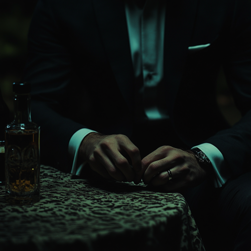 A man in a suit fixing sleeves elegantly