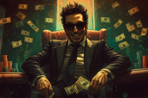 A man in suit smiling in casino.