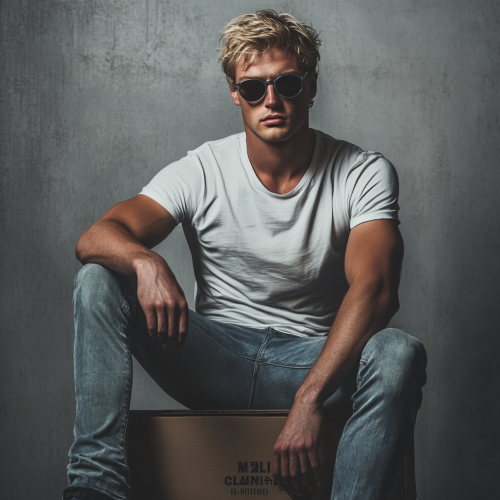 A man in sunglasses and jeans poses