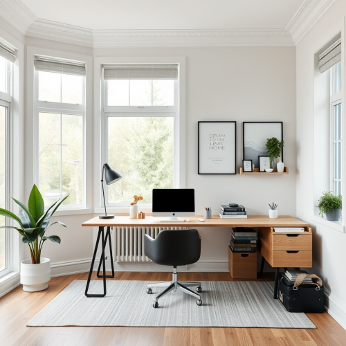 A minimalistic Scandinavian home office design.
