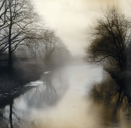 A misty morning by the river in photo