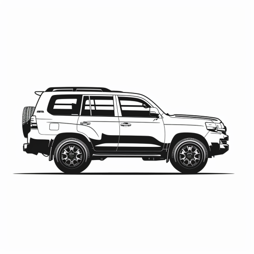 A modern black and white SUV logo