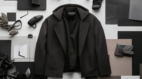 A modern desert fashion design in charcoal and brown