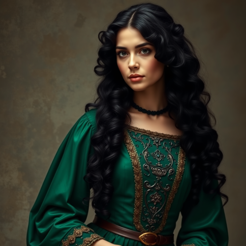 A noble lady in a green dress