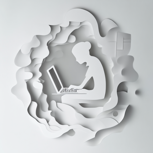 A person coding on a laptop surrounded by challenges.