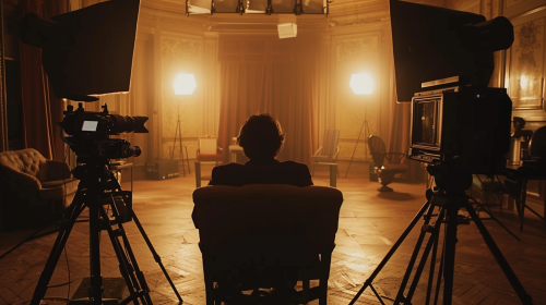 A person in their 40s is interviewed