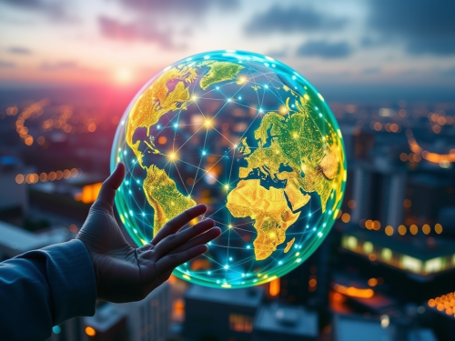 A picture of connected Earth showing global connections.