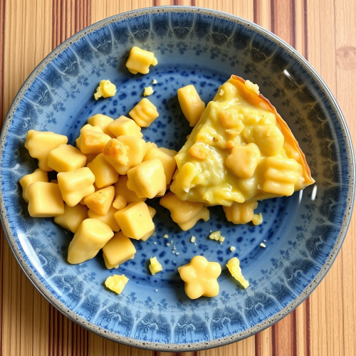 A plate of macaroni and cheese dish.