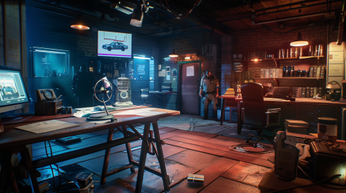 A police officer investigates a crime scene