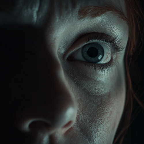 A portrait of a sad face