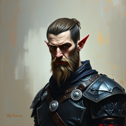 A portrait of a tall, slim Drow man